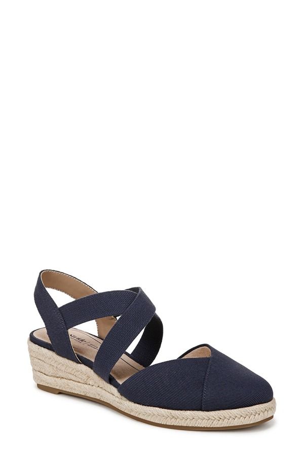 ライフストライド レディース シューズ サンダル プラットフォーム LifeStride Kimball Slingback Espadrille Platform Wedge Navy ネイビー
