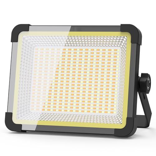 KIWEN LED投光器 充電式 【高輝度16H連続点灯】作業灯 屋外 400W 35000LM 32000mAH大容量 ワークライト USB/ソーラ充電 IPX4防水 3つモード切替 無段階調光 超高輝 磁気設計 フック付き アウトドア キ b22bbd4f