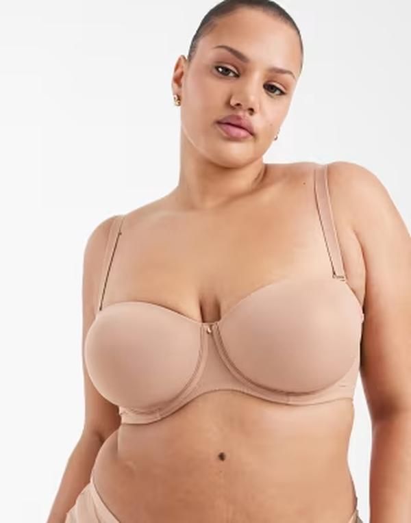 エイソス レディース アンダーウェア ブラジャー ASOS Curve ASOS DESIGN Curve molded multiway underwire bra BEIGE ベージュ