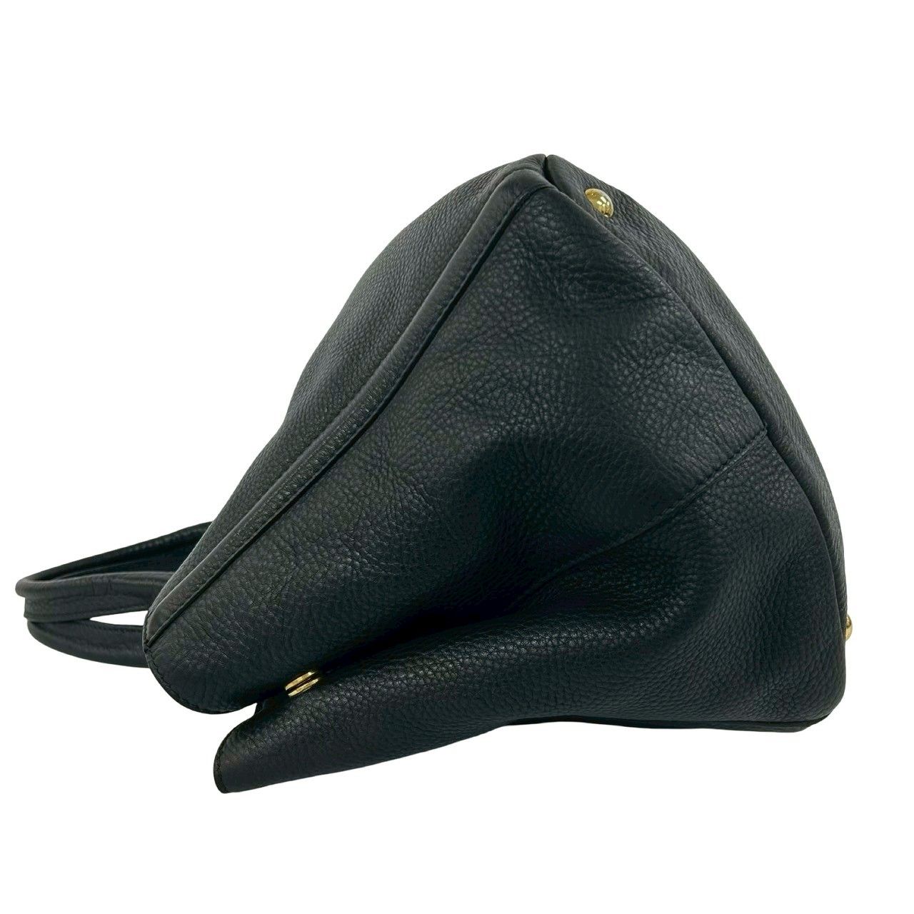 極 美品 PRADA プラダ カナパ 三角ロゴ プレート 金具 レザー 本革