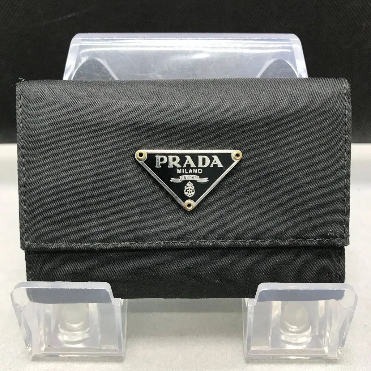 PRADA プラダ 6連キーケース テスートナイロン 三角ロゴ ブラック系