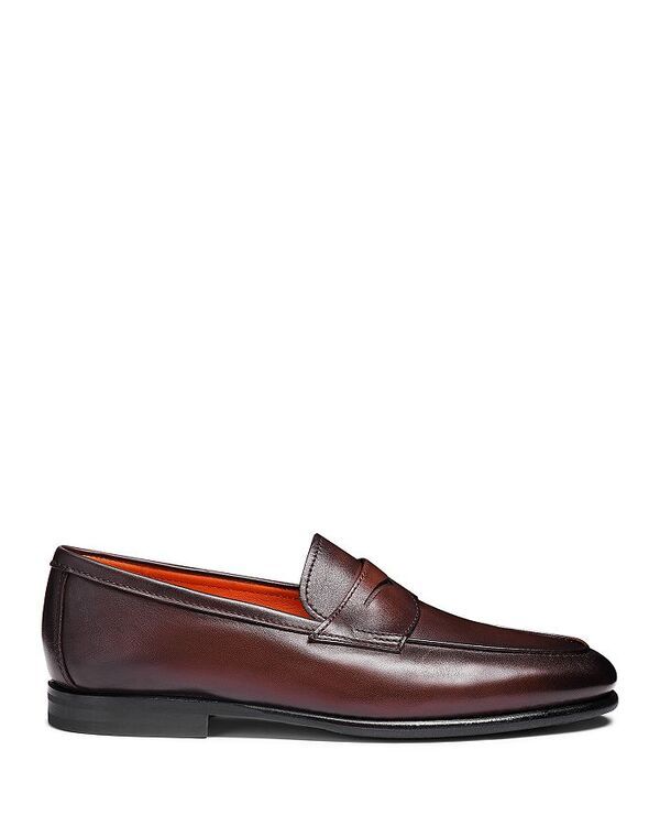 サントーニ メンズ シューズ スリッポン・ローファー ローファー Santoni Mens Carlos Slip On Penny Loafers Dark Brown ブラウン