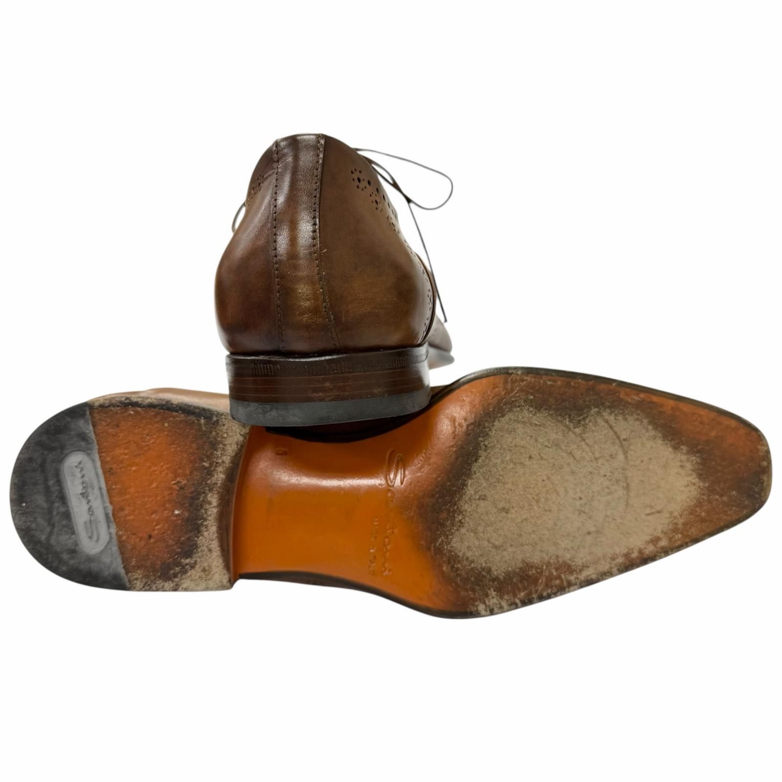 サントーニ　santoni ドレスシューズメダリオン ドンドン見直し】美品□Santoni サントーニ レザー メダリオン