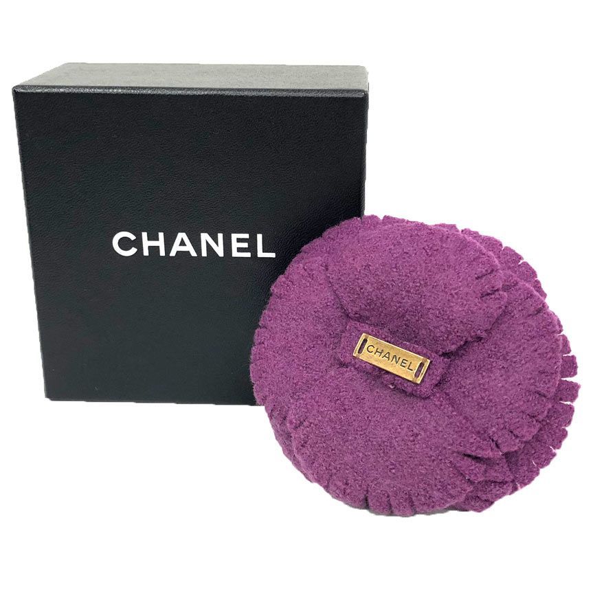 CHANEL シャネル カメリア ブローチ コサージュ 花 パープル 美品 aq12931