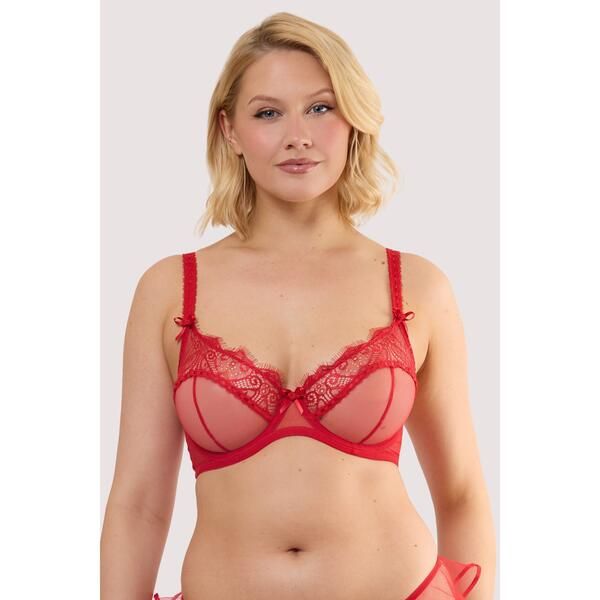 プレイフルプロミス レディース アンダーウェア ブラジャー レース Playful Promises Monica Red Ribbon Slot Lace Bra Red レッド