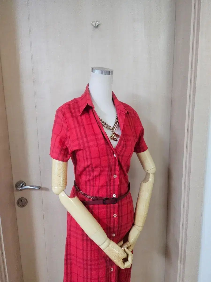 バーバリー正規品 レッド CHECK シャツ ONE PIECE