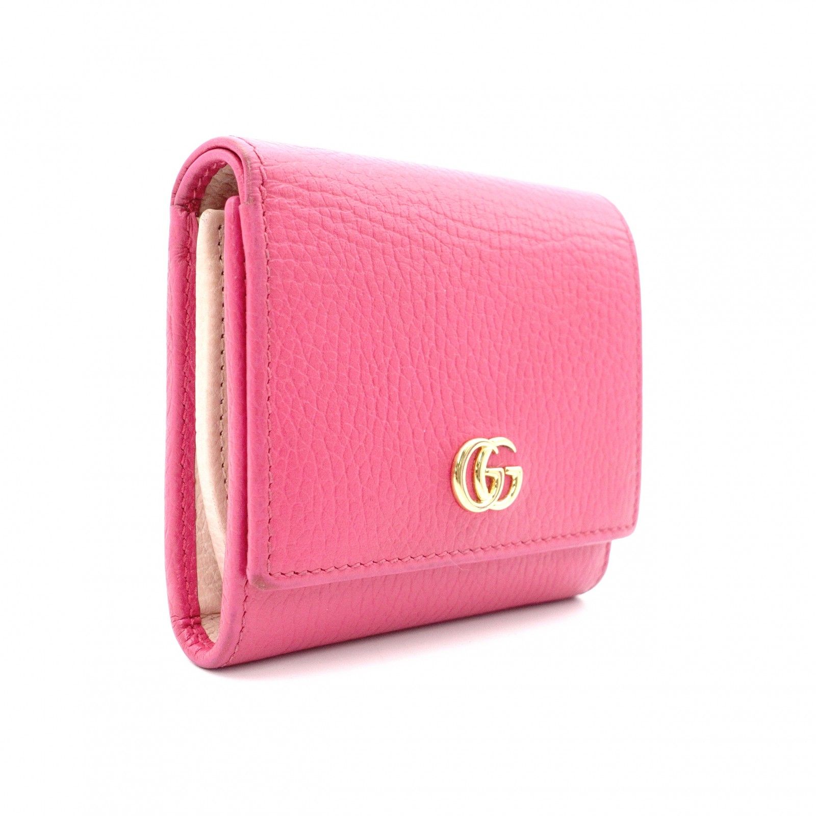 GUCCI グッチ GG マーモント 二つ折り財布 レザー ピンク ゴールド金具