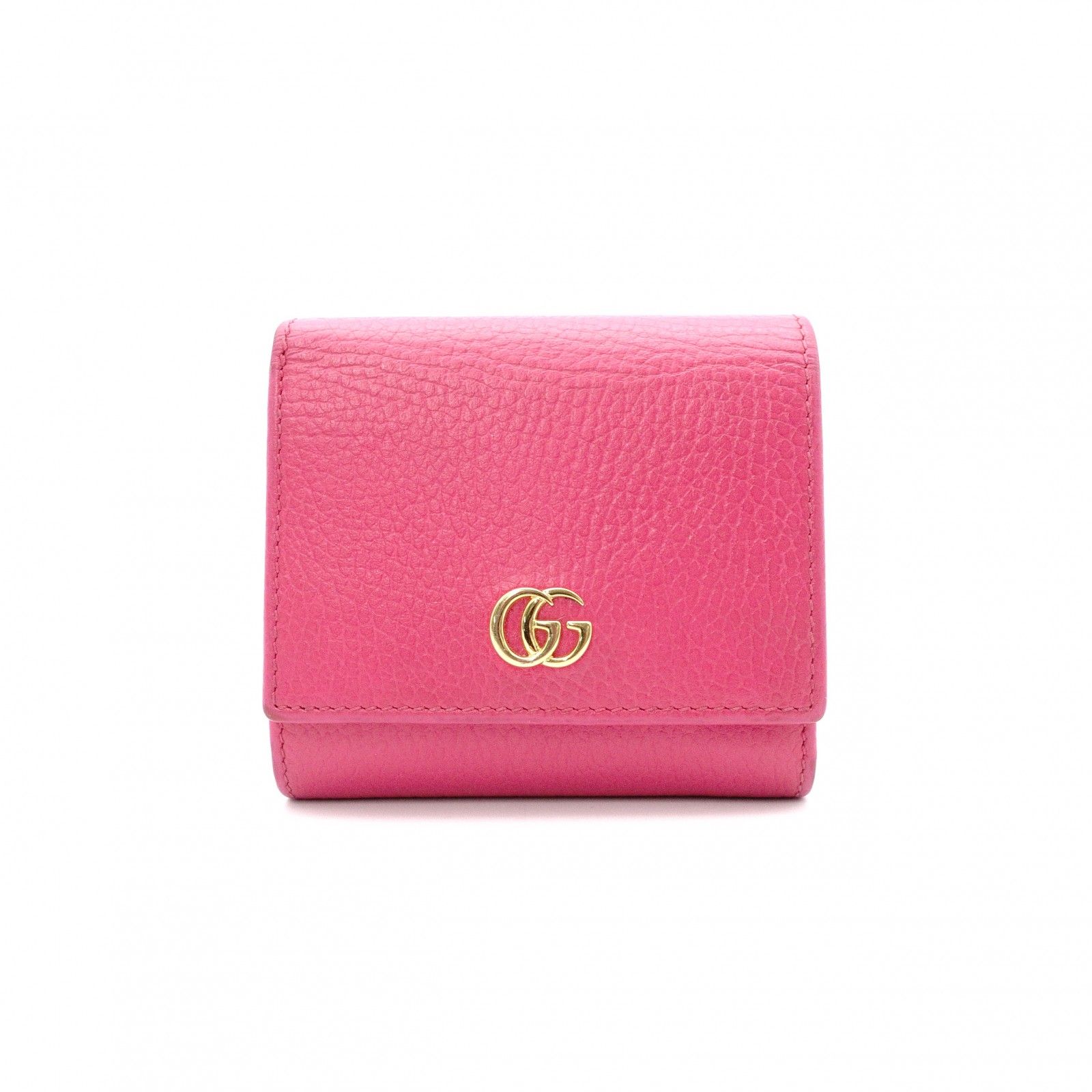 GUCCI グッチ GG マーモント 二つ折り財布 レザー ピンク ゴールド金具