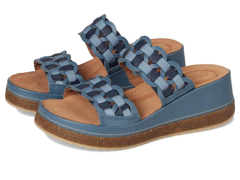 クラークス レディース シューズ ヒール Clarks Kassanda Mule Blue Combi Leather ブルー