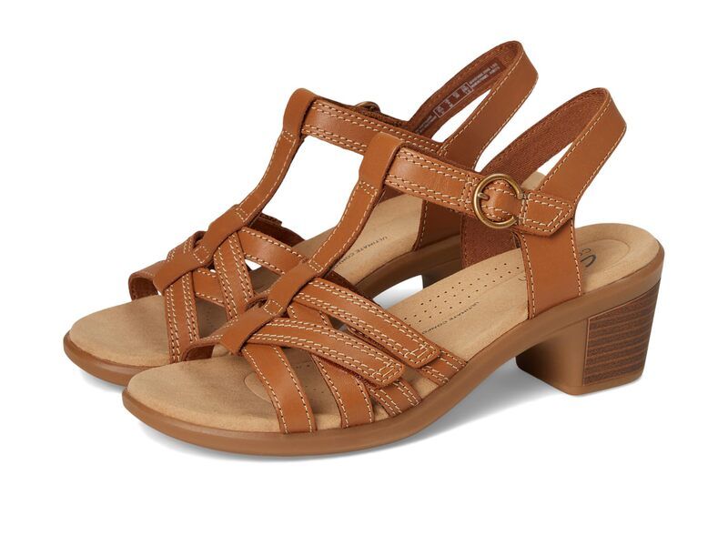 クラークス レディース シューズ ヒール Clarks Emily 2 Rose Tan Leather タン