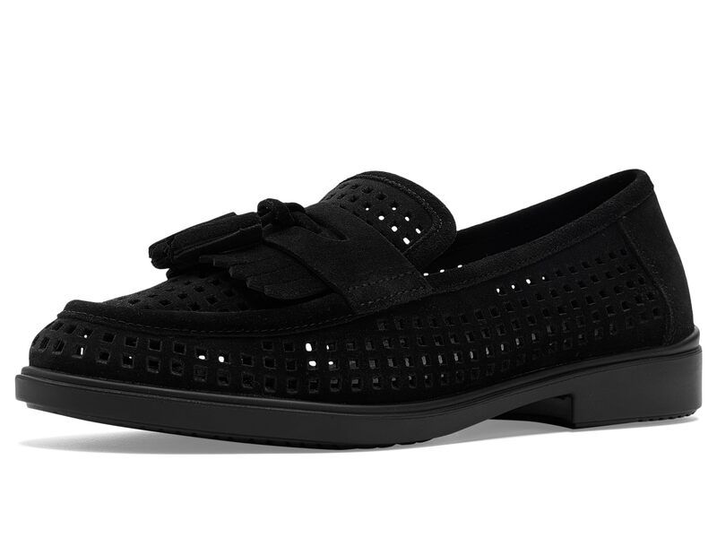 エコー レディース シューズ スリッポン・ローファー ECCO Dress Classic 15 Perforated Tassel Black Suede ブラック