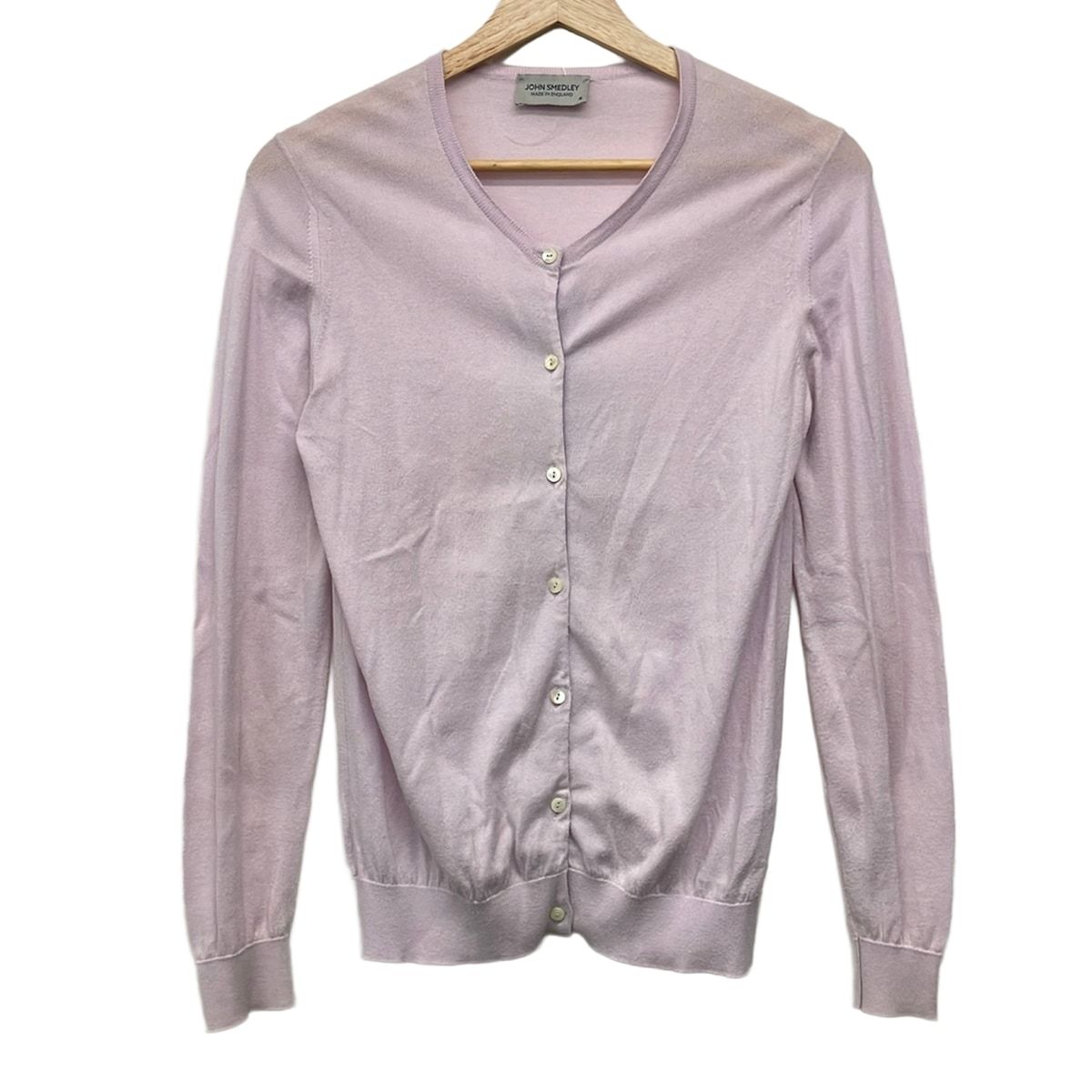 JOHN SMEDLEY(ジョンスメドレー) カーディガン サイズM レディース美品 - ライトピンク 長袖