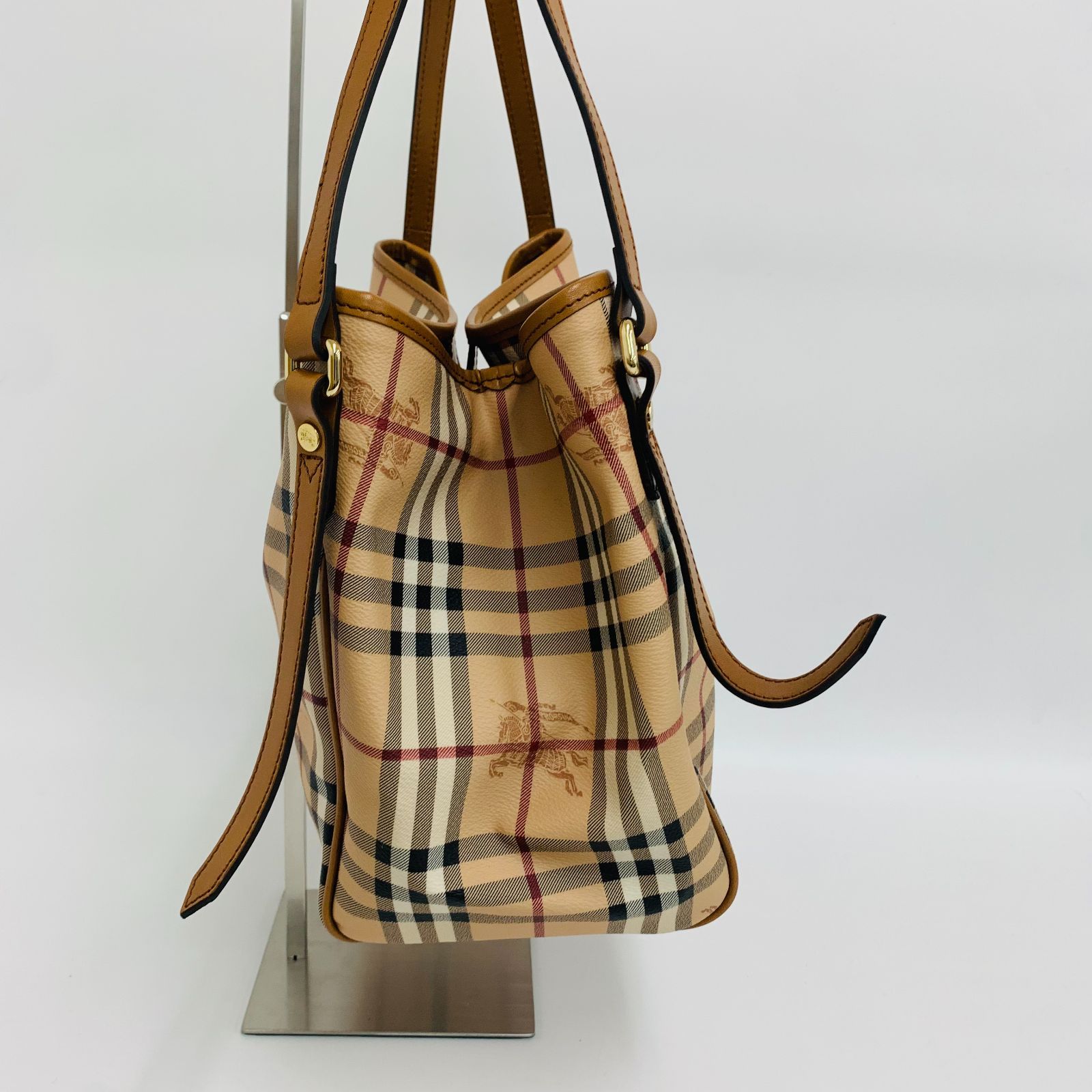 極美品BURBERRY バーバリー ハンドバッグ ノバチェック レザー ブラウン