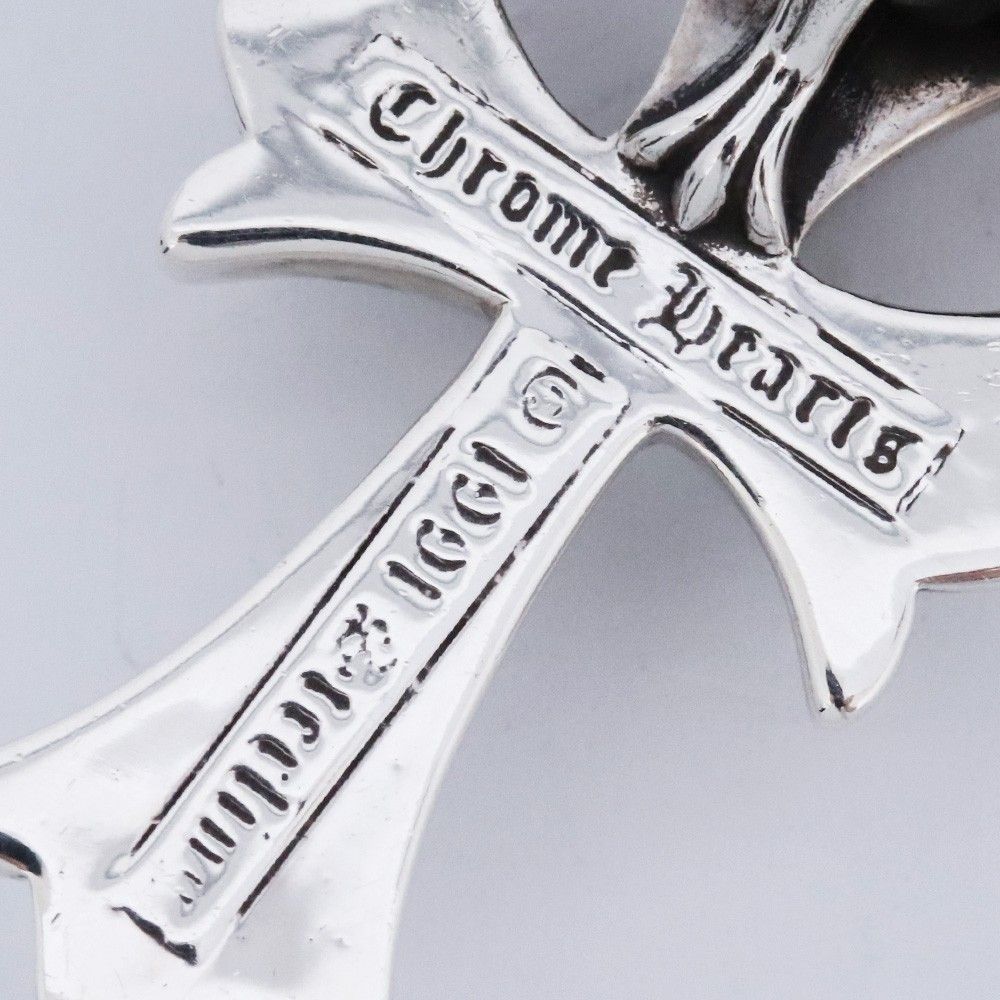 CHROME HEARTS クリンプトCHクロスペンダント スモール ブラックレザー 