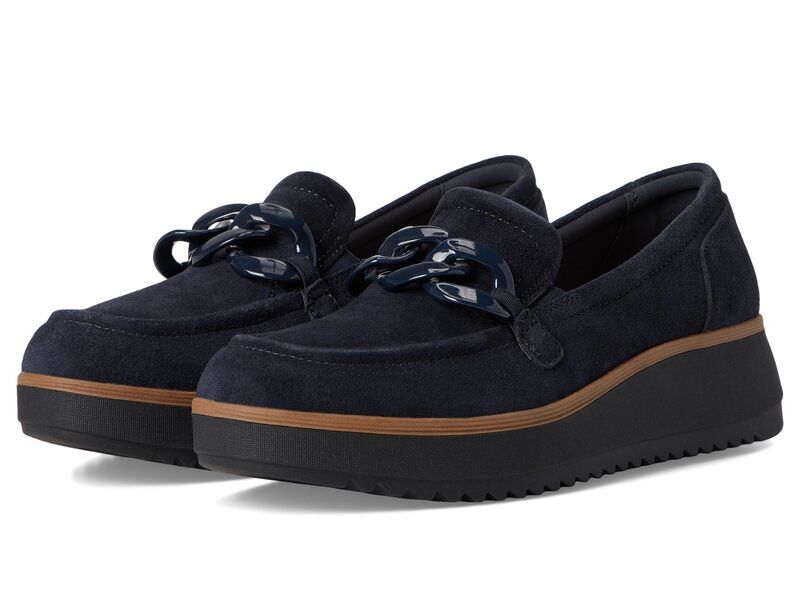 クラークス レディース シューズ スリッポン・ローファー Clarks Zylah May Navy Suede ネイビー