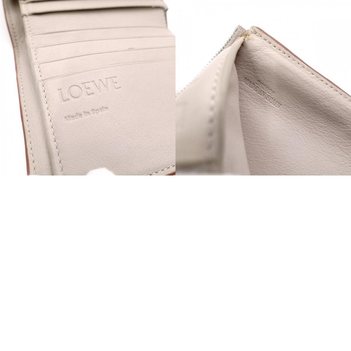 LOEWE ロエベ アナグラム 三つ折り財布 レザー ベージュ 財布 シルバー 