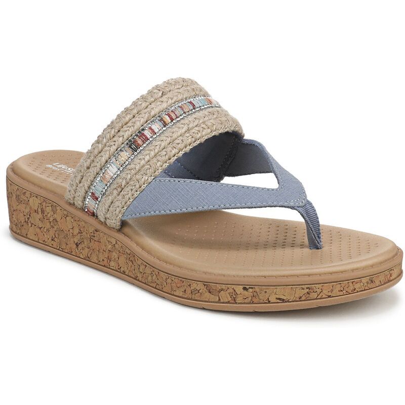 ライフストライド レディース シューズ サンダル LifeStride Birdie Womens Fabric Thong Sandals Tan Blue ブルー