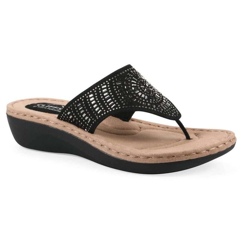 クリフバイホワイトマウンテン レディース シューズ サンダル Cliffs By White Mountain Cienna Womens Thong Sandals Black Fabric ブラック