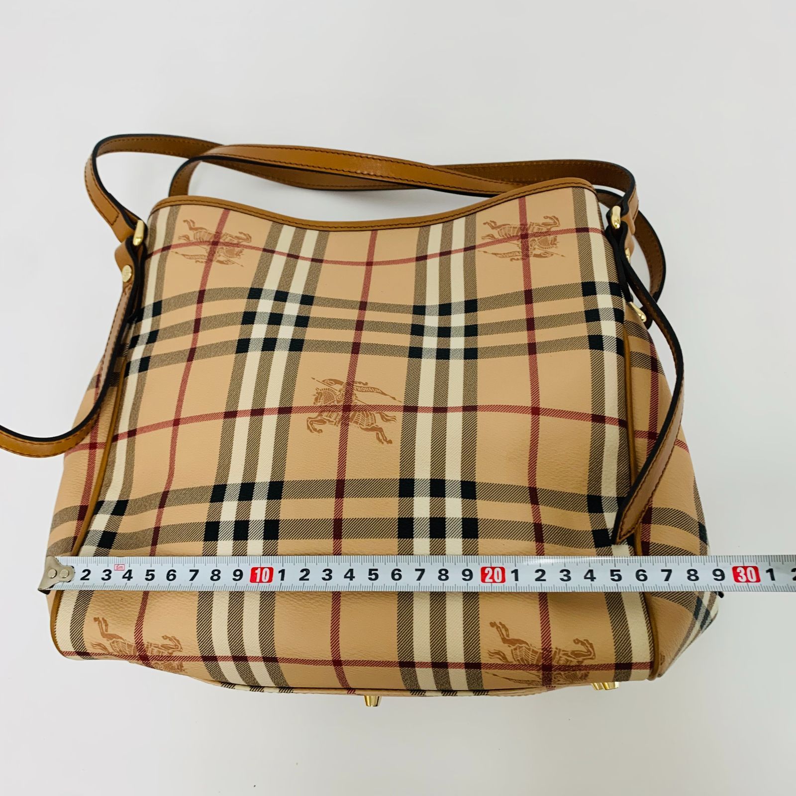 希少/極美品級】バーバリー ノバチェック トートバッグ ポーチ付き 茶 