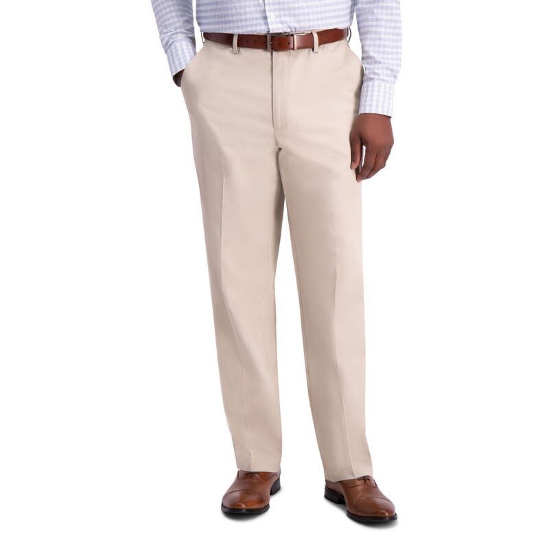 ハガー レディース ボトムス カジュアルパンツ Mens Haggar Iron Free Premium Khaki ClassicFit Flat Front Hidden Comfort Waistband Casual Pant Sand サンド