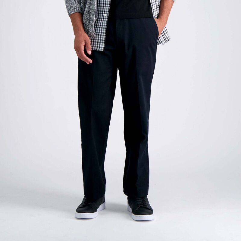 ハガー レディース ボトムス カジュアルパンツ Mens Haggar Iron Free Premium Khaki ClassicFit Flat Front Hidden Comfort Waistband Casual Pant Black ブラック
