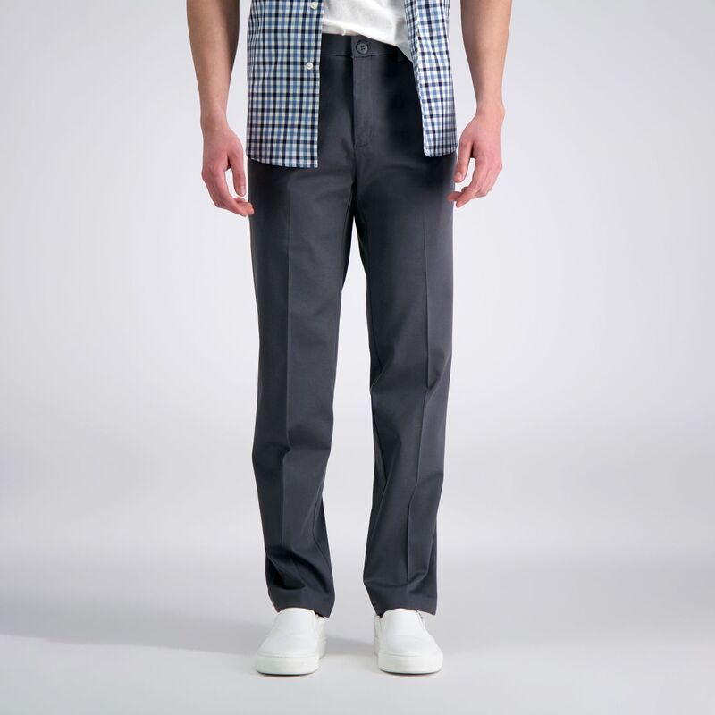 ハガー レディース ボトムス カジュアルパンツ Mens Haggar Iron Free Premium Khaki StraightFit Flat Front Perfect Fit Waistband Casual Pant Dark Gray グレー