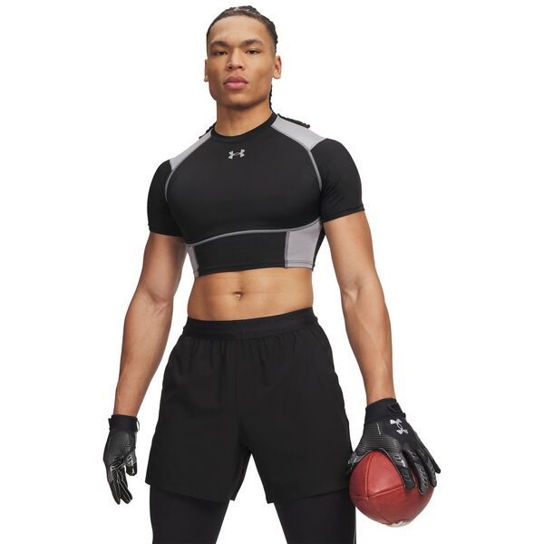 アンダーアーマー メンズ トップス Tシャツ クロップド Under Armour Mens HeatGear Elite Cropped Compression TShirt Ultimate BlackSteelReflective ブラック