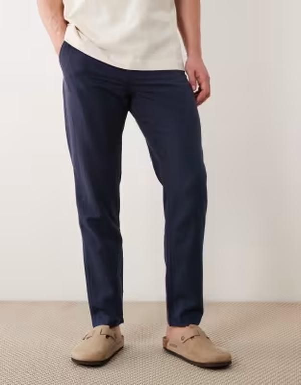 ジャック アンド ジョーンズ メンズ ボトムス カジュアルパンツ リネン Jack Jones linen blend pants Navy Blazer ネイビー