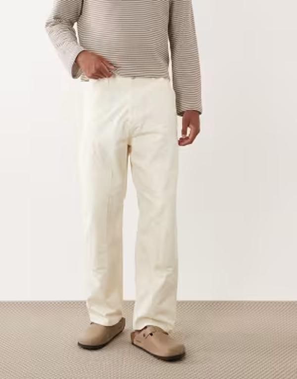 ジャック アンド ジョーンズ メンズ ボトムス カジュアルパンツ Jack Jones Alex baggy carpenter pants in cream Antique White ホワイト