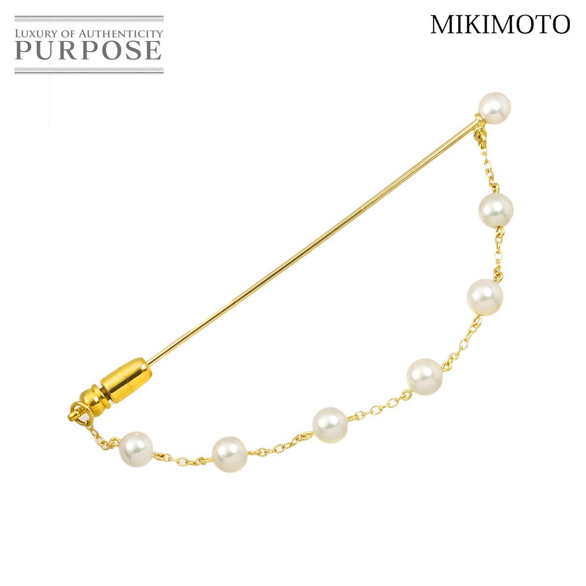 ミキモト MIKIMOTO アコヤ真珠 4.9-4.5mm ピンブローチ K14 YG
