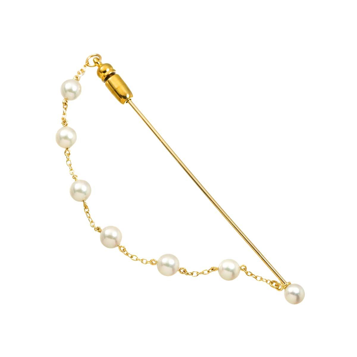 ミキモト　ピンブローチ ミキモト MIKIMOTO アコヤ真珠 4.9-4.5mm ピンブローチ K14 YG
