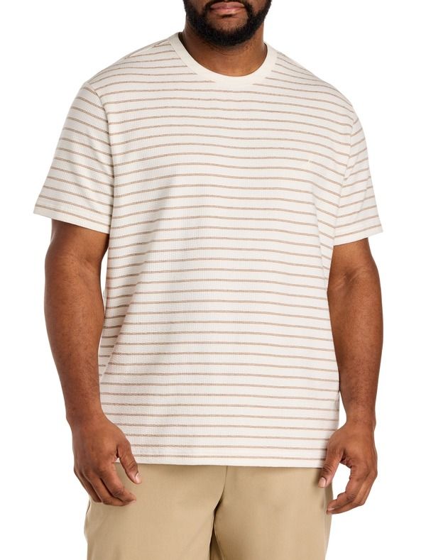 ナウティカ メンズ トップス Tシャツ クルーネック トール Nautica Big Tall Textured Striped Crewneck TShirt Sail White ホワイト