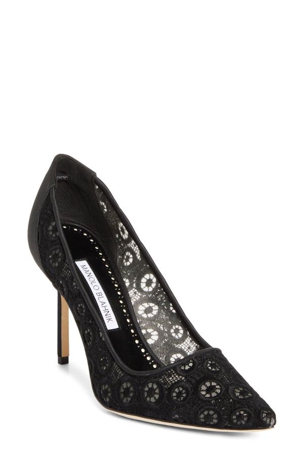 マノロ ブラニク レディース シューズ パンプス レース Manolo Blahnik BB Lace Pointed Toe Pump Black ブラック