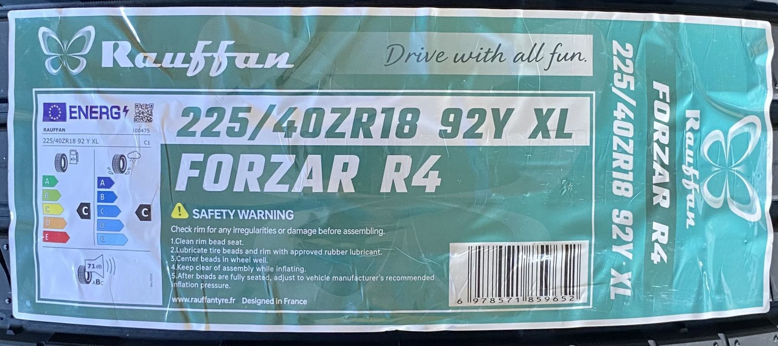 225/40R18 92Y XL Rauffan FORZAR R4 新品 サマータイヤ 4本セット