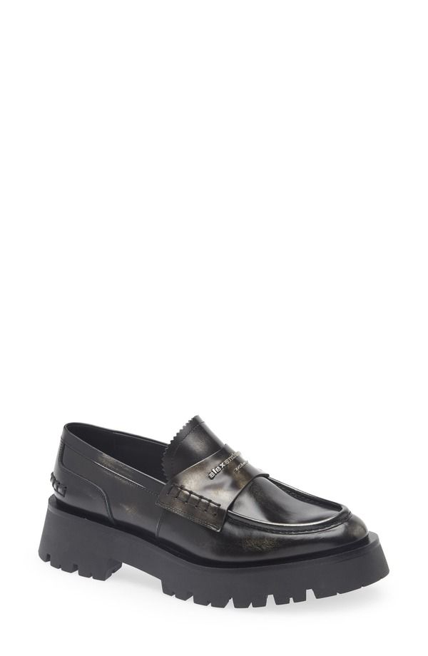 アレキサンダーワン レディース シューズ スリッポン・ローファー Alexander Wang Carter Lug Sole Loafer Black Grey ブラック
