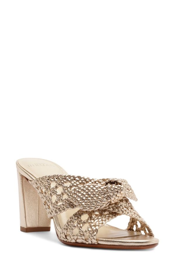 アレクサンドラバードマン レディース シューズ サンダル ヒール Alexandre Birman Belinda Woven Block Heel Sandal Golden