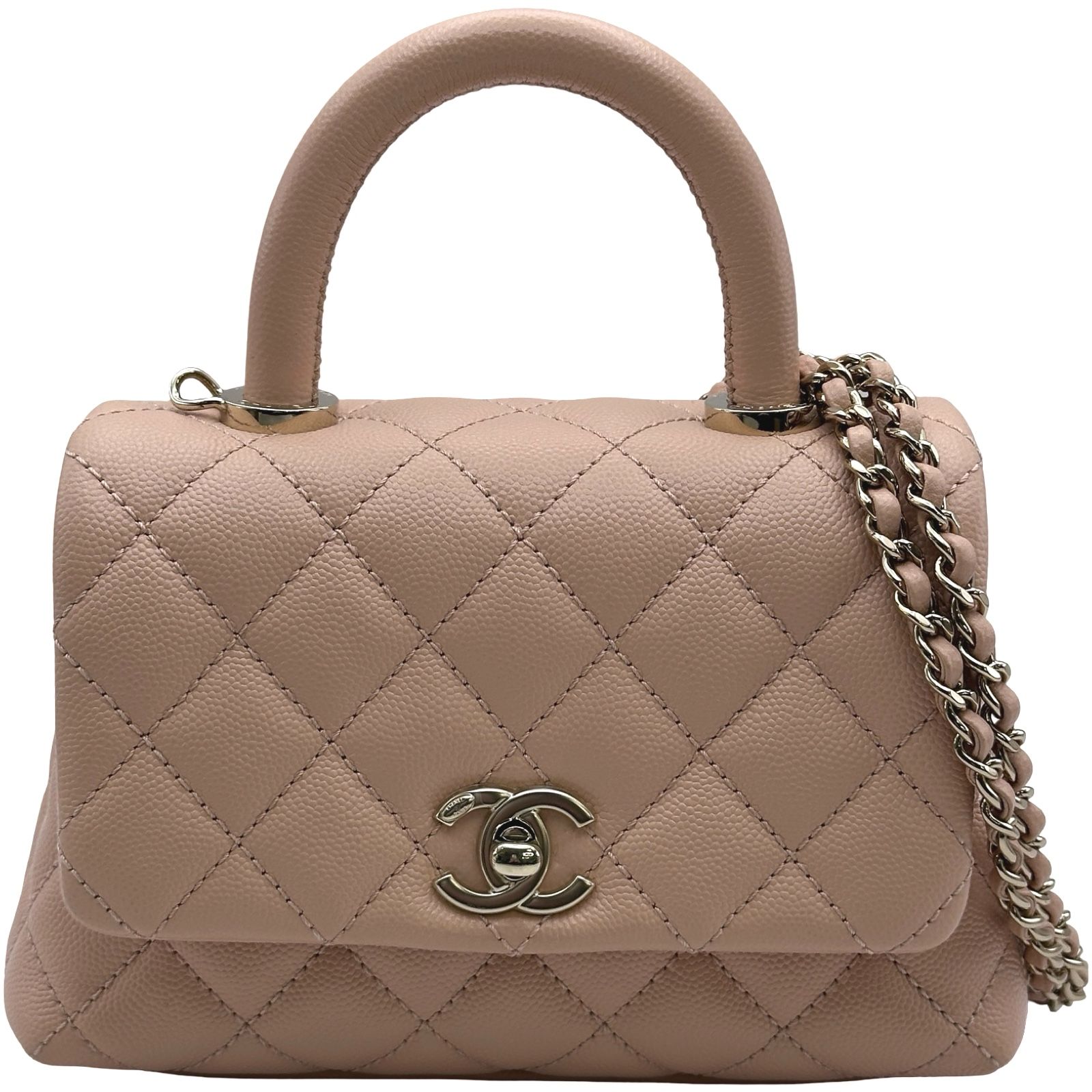 シャネル CHANEL ココハンドルXXS AS2215 31番台 ピンク ゴールド金具 キャビアスキン レディース ハンドバッグ