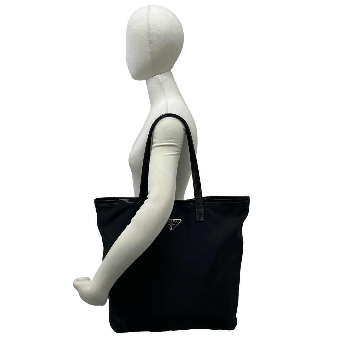 極 美品 PRADA プラダ 三角ロゴ プレート 金具 ナイロン レザー 本革