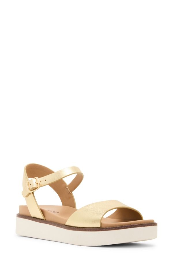 ブロンド レディース シューズ サンダル アンクル Blondo Rifkin Waterproof Ankle Strap Sandal Gold Leather ゴールド