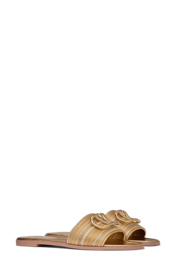 ヴァレンティノ レディース シューズ サンダル ロゴ Valentino Garavani VLOGO Signature Slide Sandal Star Gold Multicolor ゴールド