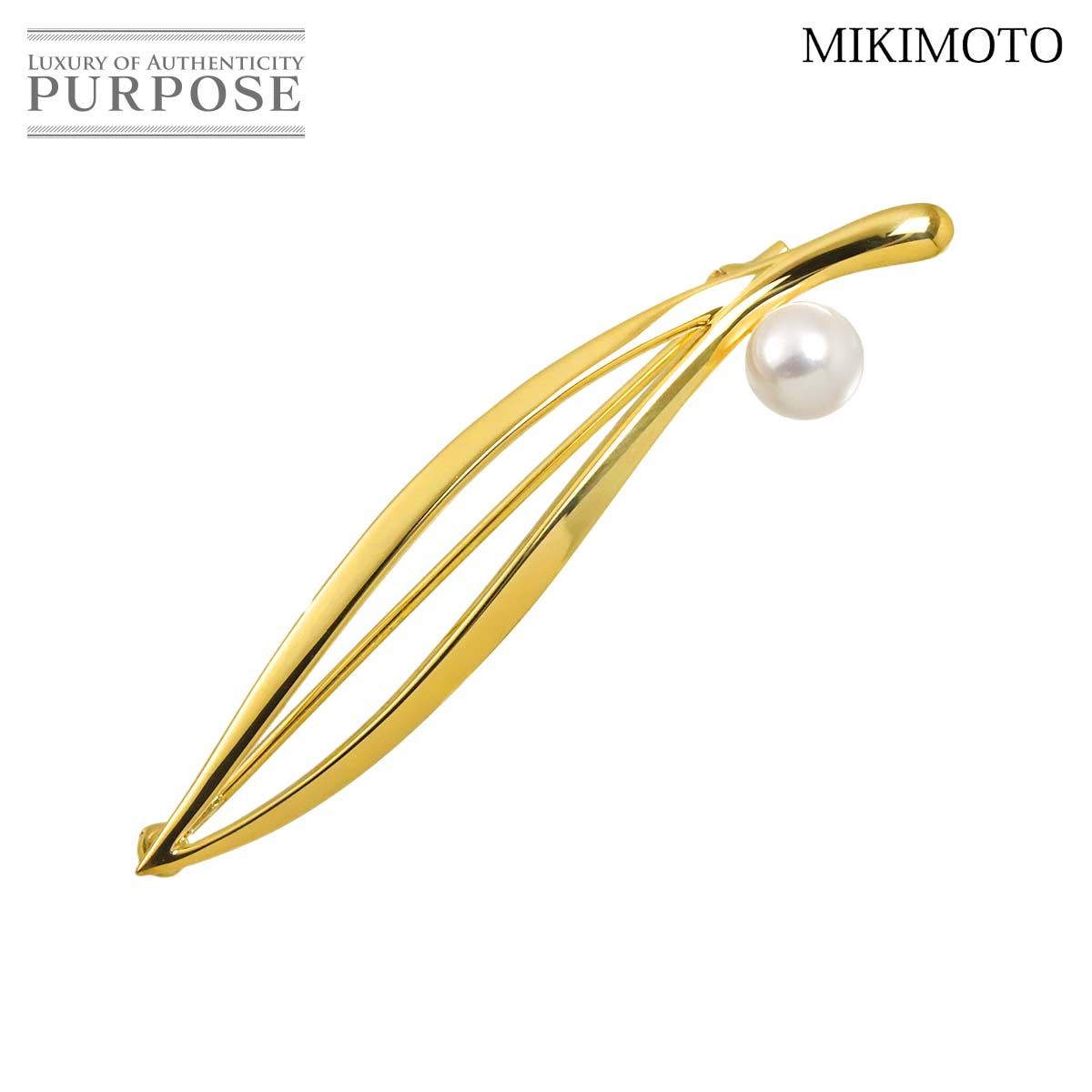 ミキモト MIKIMOTO アコヤ真珠 6.2mm ブローチ K18 YG イエロー