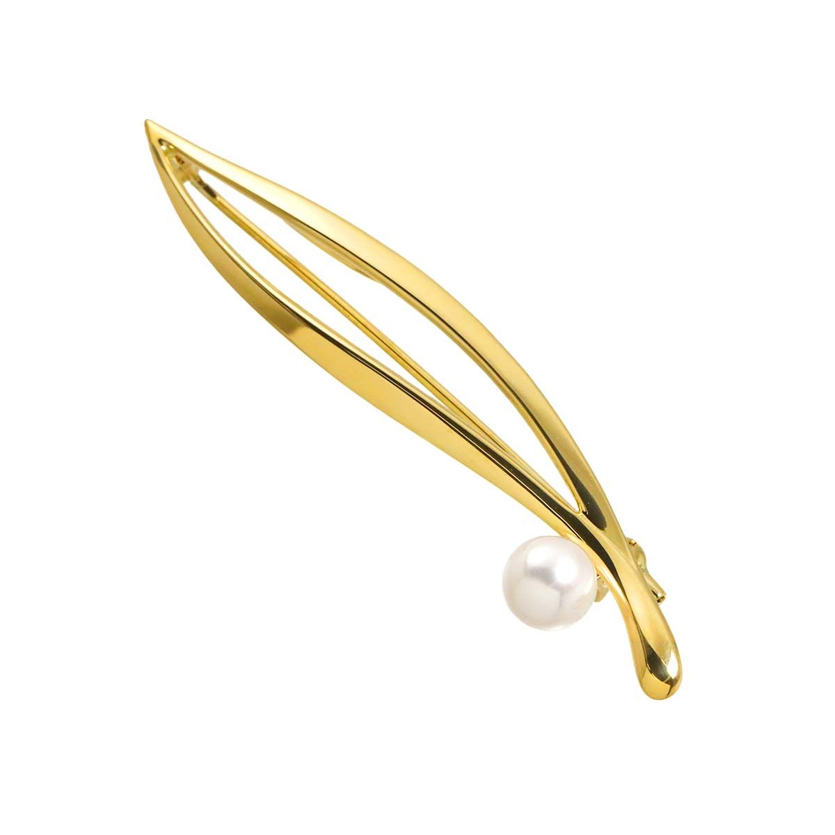 ミキモト MIKIMOTO アコヤ真珠 6.2mm ブローチ K18 YG イエロー