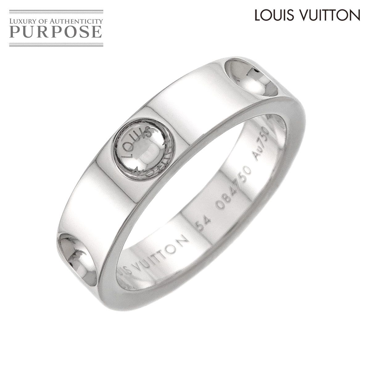 ルイ ヴィトン LOUIS VUITTON プティット バーグ アンプラント #54 リング K18 WG 750 指輪 Petit Bague Empreinte Ring 90321581