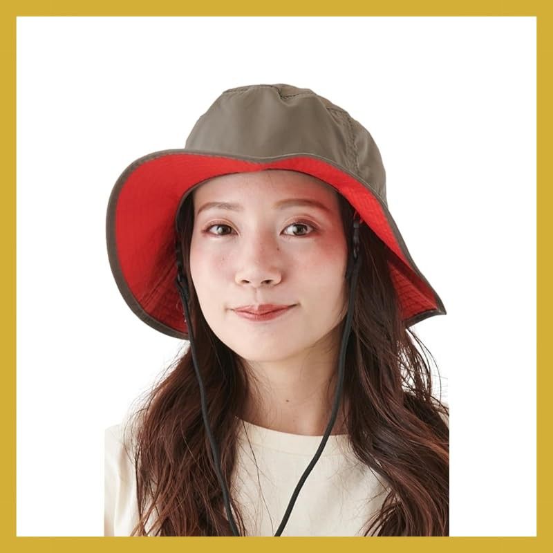 [VALERIA] ハット レディース 帽子 アウトドア 撥水 サファリハット 日除け 折りたたみ アドベンチャーハット サイズ調整ひも あごひも付き UVカット ゴルフ グレー 0