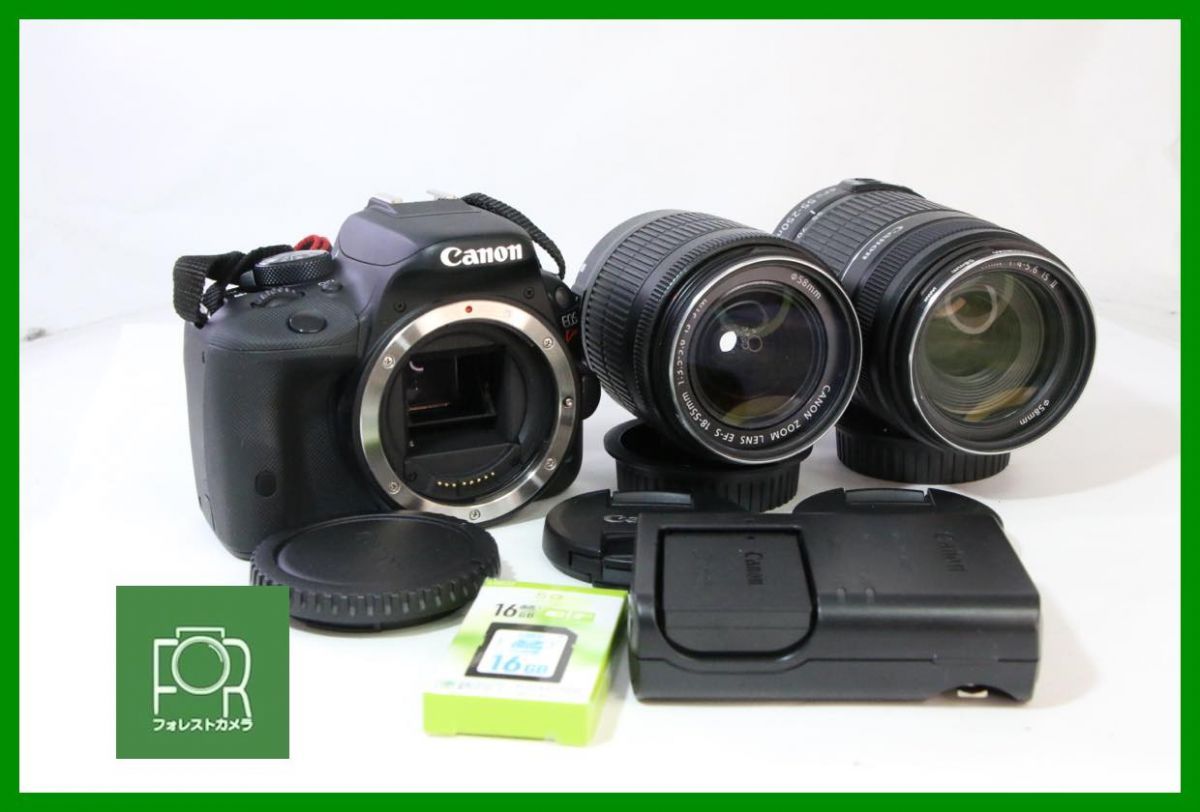 【動作保証・点検済】良品■Canon EOS kiss X7 / EF-S 18-55 IS STM / EF-S 55-250 IS II■バッテリ・チャージャー・16GB SDカード付■6432
