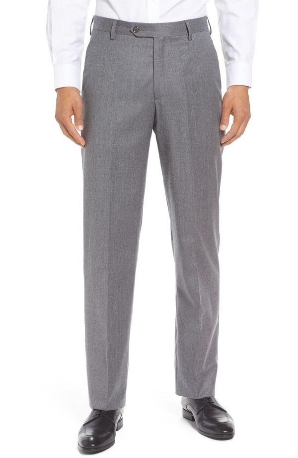 ベール メンズ ボトムス カジュアルパンツ Berle Lightweight Flannel Flat Front Classic Fit Dress Trousers Light Grey グレー