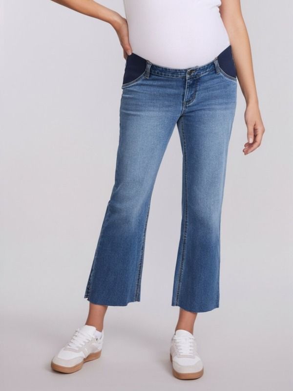 マザーフッドマタニティー レディース ボトムス カジュアルパンツ ワイドレッグ ジーンズ MOTHERHOOD MATERNITY Under the Belly Wide Leg Crop Jeans Echo Wash