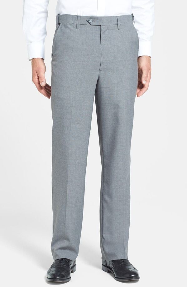 ベール メンズ ボトムス カジュアルパンツ Berle Self Sizer Waist Plain Weave Flat Front Washable Trousers Light Grey グレー