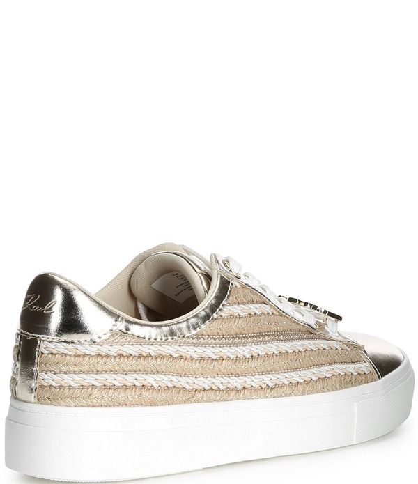 カール ラガーフェルド レディース ボトムス カジュアルパンツ プラットフォーム トール スニーカー KARLAGERFELD PARIS Cate Woven Pearl Metallic Platform Sneakers NaturalGold ゴールド