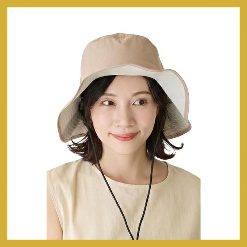 [VALERIA] ヴァレリア 撥水 アドベンチャーハット １級遮光 サイズ調整ひも あごひも付き UVカット 56?58cm ベージュ 0